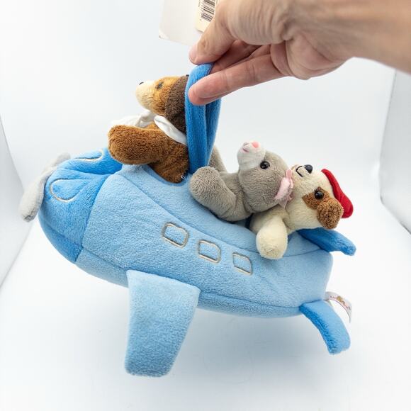 NEW Unipak Designs 10” Airplane Plush Holder With 3 Finger Animal Pilot Puppets - Picture 9 of 13